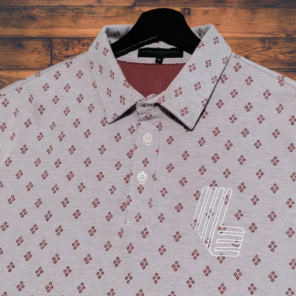 Extracurricular LA LIV Golf Legend Polo‎ Shirt Mens M Diamond AOP Classic Fit